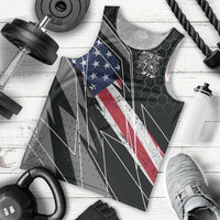 Custom Bike Shirt Racing Motocross Men Tank Top American Flag and Black Hexagon Lightning Graphic Design - Wonder Print Shop