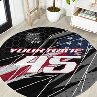Custom Bike Shirt Racing Motocross Round Carpet American Flag and Black Hexagon Lightning Graphic Design - Wonder Print Shop