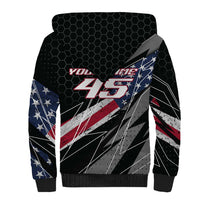 Custom Bike Shirt Racing Motocross Sherpa Hoodie American Flag and Black Hexagon Lightning Graphic Design - Wonder Print Shop