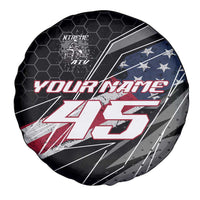 Custom Bike Shirt Racing Motocross Spare Tire Cover American Flag and Black Hexagon Lightning Graphic Design - Wonder Print Shop