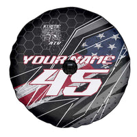 Custom Bike Shirt Racing Motocross Spare Tire Cover American Flag and Black Hexagon Lightning Graphic Design - Wonder Print Shop