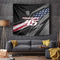 Custom Bike Shirt Racing Motocross Tapestry American Flag and Black Hexagon Lightning Graphic Design - Wonder Print Shop