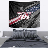 Custom Bike Shirt Racing Motocross Tapestry American Flag and Black Hexagon Lightning Graphic Design - Wonder Print Shop