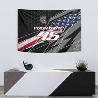 Custom Bike Shirt Racing Motocross Tapestry American Flag and Black Hexagon Lightning Graphic Design - Wonder Print Shop