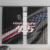 Custom Bike Shirt Racing Motocross Window Curtain American Flag and Black Hexagon Lightning Graphic Design - Wonder Print Shop