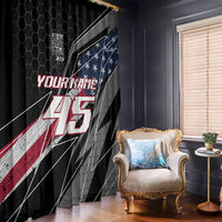 Custom Bike Shirt Racing Motocross Window Curtain American Flag and Black Hexagon Lightning Graphic Design - Wonder Print Shop
