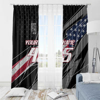Custom Bike Shirt Racing Motocross Window Curtain American Flag and Black Hexagon Lightning Graphic Design - Wonder Print Shop