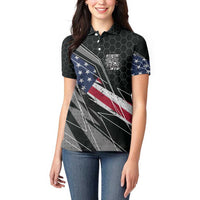 Custom Bike Shirt Racing Motocross Women Polo Shirt American Flag and Black Hexagon Lightning Graphic Design - Wonder Print Shop