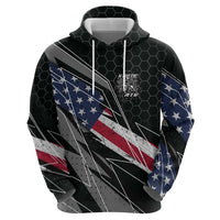 Custom Bike Shirt Racing Motocross Zip Hoodie American Flag and Black Hexagon Lightning Graphic Design - Wonder Print Shop