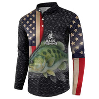 Custom Largemouth Bass Fishing Button Sweatshirt American Flag and Bubble Texture Background - Wonder Print Shop