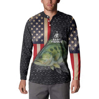 Custom Largemouth Bass Fishing Button Sweatshirt American Flag and Bubble Texture Background - Wonder Print Shop
