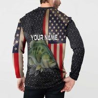 Custom Largemouth Bass Fishing Button Sweatshirt American Flag and Bubble Texture Background - Wonder Print Shop