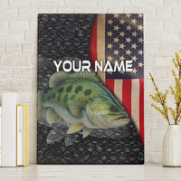 Custom Largemouth Bass Fishing Canvas Wall Art American Flag and Bubble Texture Background - Wonder Print Shop
