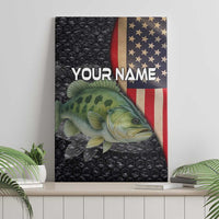Custom Largemouth Bass Fishing Canvas Wall Art American Flag and Bubble Texture Background - Wonder Print Shop
