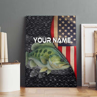Custom Largemouth Bass Fishing Canvas Wall Art American Flag and Bubble Texture Background - Wonder Print Shop