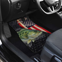 Custom Largemouth Bass Fishing Car Mats American Flag and Bubble Texture Background - Wonder Print Shop