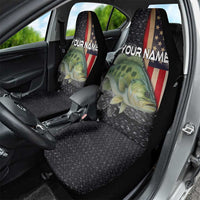 Custom Largemouth Bass Fishing Car Seat Cover American Flag and Bubble Texture Background - Wonder Print Shop