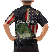 Custom Largemouth Bass Fishing Family Matching Mermaid Dress and Hawaiian Shirt American Flag and Bubble Texture Background - Wonder Print Shop