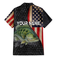 Custom Largemouth Bass Fishing Family Matching Mermaid Dress and Hawaiian Shirt American Flag and Bubble Texture Background - Wonder Print Shop