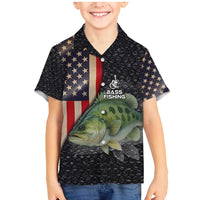 Custom Largemouth Bass Fishing Family Matching Mermaid Dress and Hawaiian Shirt American Flag and Bubble Texture Background - Wonder Print Shop