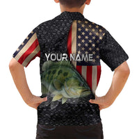 Custom Largemouth Bass Fishing Family Matching Tank Maxi Dress and Hawaiian Shirt American Flag and Bubble Texture Background - Wonder Print Shop