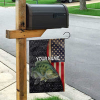 Custom Largemouth Bass Fishing Garden Flag American Flag and Bubble Texture Background - Wonder Print Shop