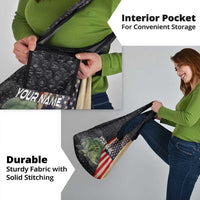 Custom Largemouth Bass Fishing Grocery Bag American Flag and Bubble Texture Background - Wonder Print Shop