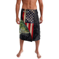 Custom Largemouth Bass Fishing Lavalava American Flag and Bubble Texture Background - Wonder Print Shop