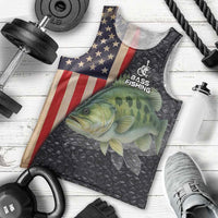 Custom Largemouth Bass Fishing Men Tank Top American Flag and Bubble Texture Background - Wonder Print Shop