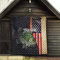 Custom Largemouth Bass Fishing Quilt American Flag and Bubble Texture Background - Wonder Print Shop
