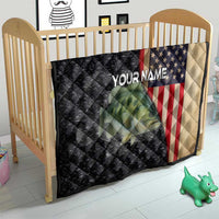 Custom Largemouth Bass Fishing Quilt American Flag and Bubble Texture Background - Wonder Print Shop
