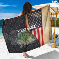 Custom Largemouth Bass Fishing Sarong American Flag and Bubble Texture Background - Wonder Print Shop