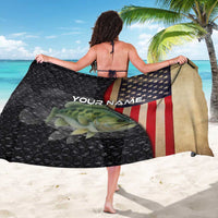 Custom Largemouth Bass Fishing Sarong American Flag and Bubble Texture Background - Wonder Print Shop