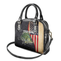 Custom Largemouth Bass Fishing Shoulder Handbag American Flag and Bubble Texture Background - Wonder Print Shop
