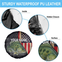 Custom Largemouth Bass Fishing Spare Tire Cover American Flag and Bubble Texture Background - Wonder Print Shop