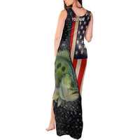Custom Largemouth Bass Fishing Tank Maxi Dress American Flag and Bubble Texture Background - Wonder Print Shop
