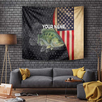 Custom Largemouth Bass Fishing Tapestry American Flag and Bubble Texture Background - Wonder Print Shop