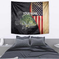 Custom Largemouth Bass Fishing Tapestry American Flag and Bubble Texture Background - Wonder Print Shop