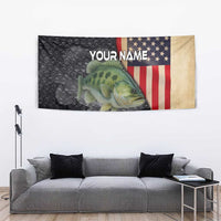 Custom Largemouth Bass Fishing Tapestry American Flag and Bubble Texture Background - Wonder Print Shop