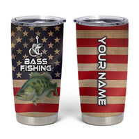 Custom Largemouth Bass Fishing Tumbler Cup American Flag and Bubble Texture Background - Wonder Print Shop