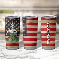 Custom Largemouth Bass Fishing Tumbler Cup American Flag and Bubble Texture Background - Wonder Print Shop