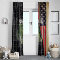 Custom Largemouth Bass Fishing Window Curtain American Flag and Bubble Texture Background - Wonder Print Shop