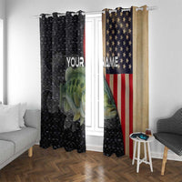 Custom Largemouth Bass Fishing Window Curtain American Flag and Bubble Texture Background - Wonder Print Shop