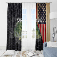 Custom Largemouth Bass Fishing Window Curtain American Flag and Bubble Texture Background - Wonder Print Shop
