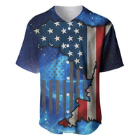 Custom American Flag Universe Patriotic Baseball Jersey Blue Galaxy Sky Graphic Design - Wonder Print Shop