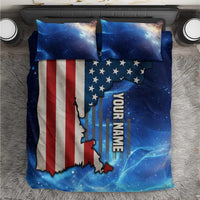 Custom American Flag Universe Patriotic Bedding Set Blue Galaxy Sky Graphic Design - Wonder Print Shop