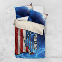 Custom American Flag Universe Patriotic Bedding Set Blue Galaxy Sky Graphic Design - Wonder Print Shop