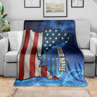 Custom American Flag Universe Patriotic Blanket Blue Galaxy Sky Graphic Design - Wonder Print Shop