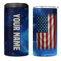 Custom American Flag Universe Patriotic 4 in 1 Can Cooler Tumbler Blue Galaxy Sky Graphic Design - Wonder Print Shop