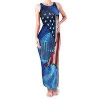 Custom American Flag Universe Patriotic Family Matching Tank Maxi Dress and Hawaiian Shirt Blue Galaxy Sky Graphic Design - Wonder Print Shop